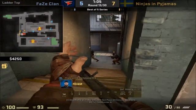 POV - f0rest (NiP)(26-17) vs FaZe / train / IEM Oakland 2017 Grand Final map 3 смотреть онлайн