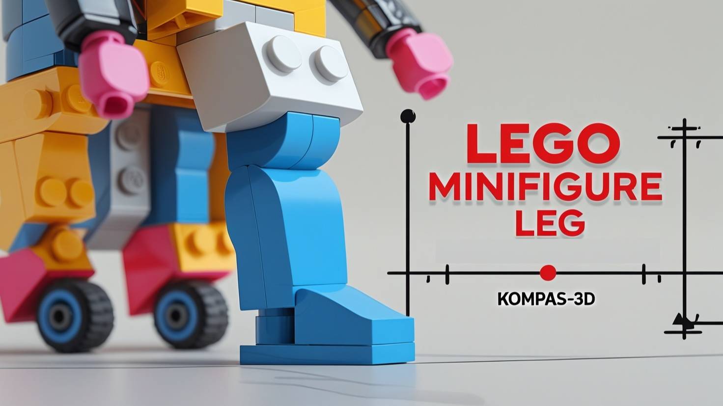 Минифугурка ЛЕГО - Нога (LEGO minifigure - Leg). КОМПАС-3D