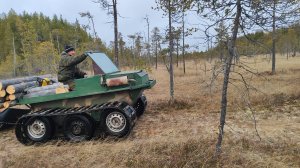 Самодельный Гусеничный болотоход.Загрузил сверху КУБ дров и он повёз!