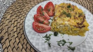 Запеканка из тыквы с мясом и рисом