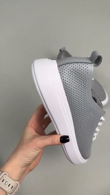 Кеды женские серые кожаные с перфорацией (5608) #shoes смотреть онлайн