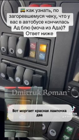 🚌 как узнать, по загоревшемуся чеку, что у вас в автобусе кончилась Ад блю (моча из Ада)?