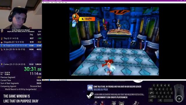 ⏱️ Crash Bandicoot Warped - Any% NoIG (NTSC-U PS1 Emu) in 0:59:07 смотреть онлайн