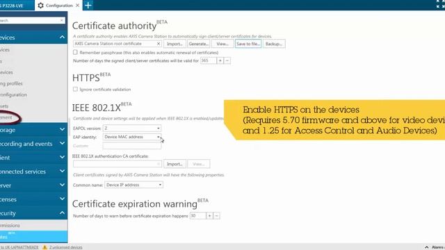 Configuration tip: How to use AXIS Camera Station as a certificate authority смотреть онлайн