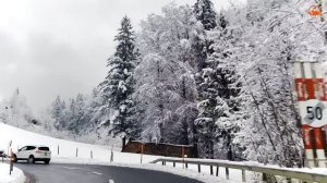 🇨🇭Поездка на автомобиле по Швейцарии во время Снегопада. Поездка из Лаутербруннена в Гриндельвальд