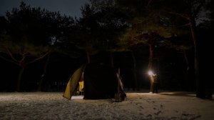 Приятный, теплый, зимний вечер, кемпинг АСМР,