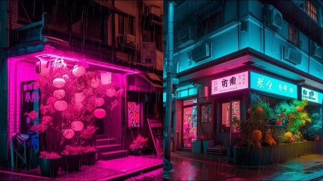 aesthetic japon rain  - [Lofi chill Hip-Hop] - Neon street Trip visualizer - Musica para estudiar смотреть онлайн