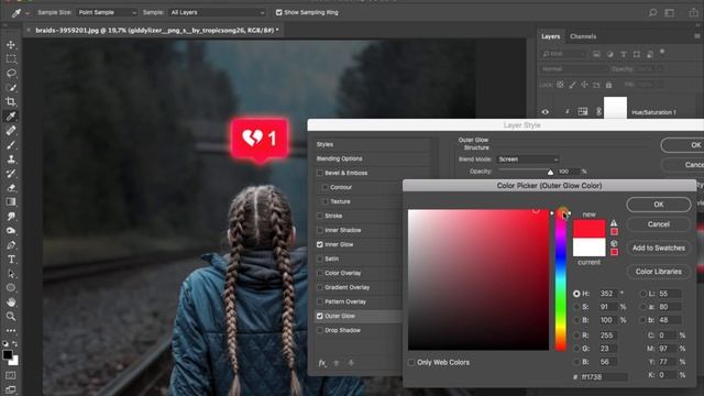 Adding Glowing Broken Love Instagram Photo Effect Photoshop Tutorial