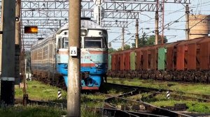 Прибытие дизель-поезда ДР1А-297/236 из Бахмача на конечную станцию