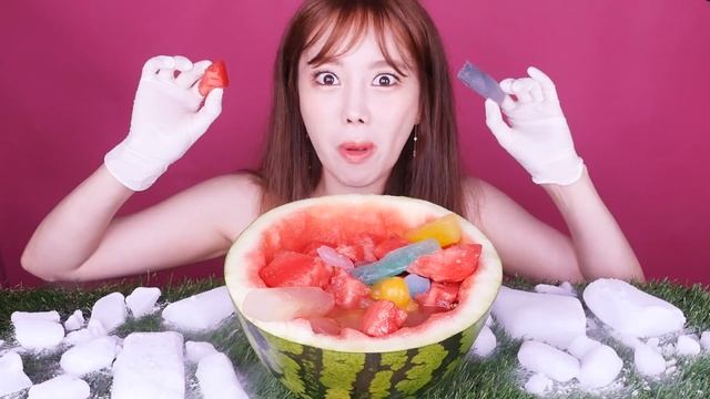 [Mukbang ASMR] 얼음 동동 시원한 수박화채🍉(Watermelon Punch) 리얼사운드 먹방 | Eating show Ssoyoung 쏘영