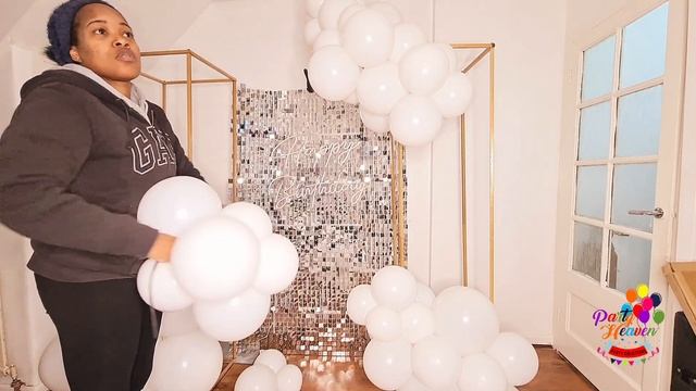 Easy How To Decorate A Sequin Backdrop With Balloons  White and Silver Balloons Tutorial
