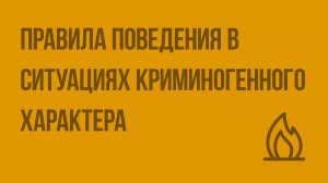 Правила поведения в ситуациях криминогенного характера. Видеоурок по ОБЖ 10 класс