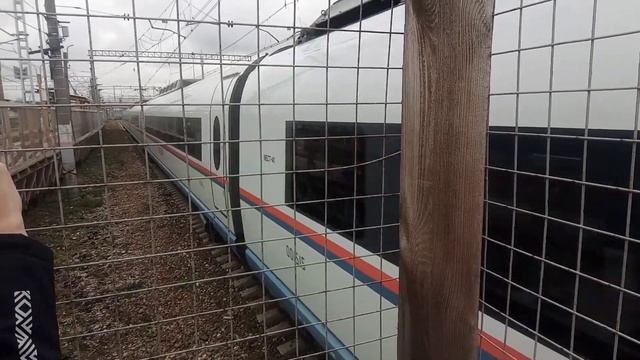 ЭВС-1 "Сапсан" с приветливым машинистом. станция Рижская. смотреть онлайн