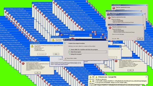 GREEN SCREEN Windows XP Error VIRUS ERROR ☢ FOOTAGE SOUND смотреть онлайн