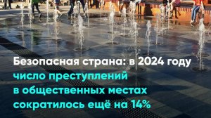 Безопасная страна: в 2024 году число преступлений в общественных местах сократилось ещё на 14%