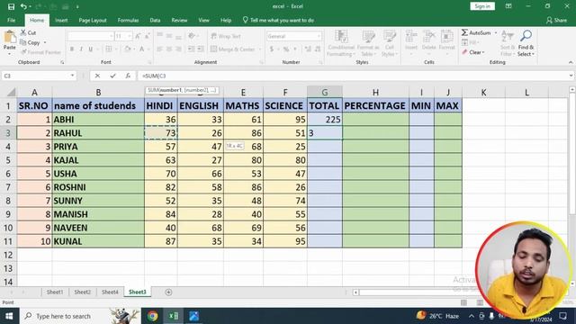 #4 Formula of Sum Average Min Max in Excel I Sum, Average, Max & Min Formula in MS Excel #computer