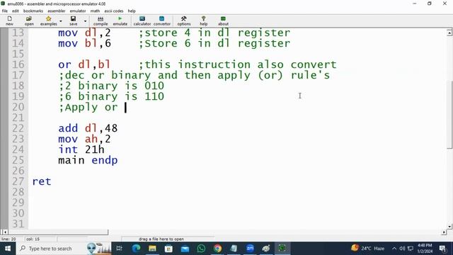 Emu8086 Tutorial: Mastering Logic with OR Operator | Assembly Language Programming