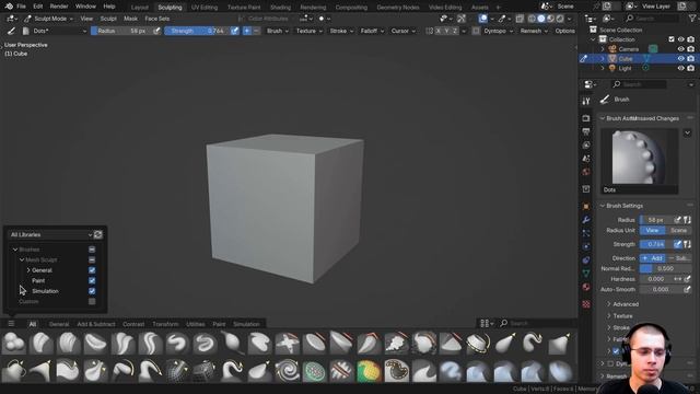 Создание новых кистей скульптинга в Blender 4.3