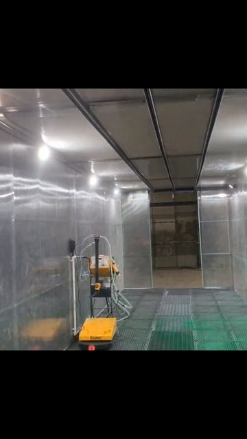 Работа циклонов порошковой камеры напыления. Камера полимеризации порошковой краски 7.2 метра.