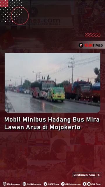 Mobil Minibus Hadang Bus Mira Lawan Arus di Mojokerto смотреть онлайн