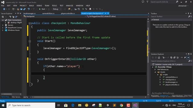 kill player,level manager and check point Unity 2D Mobile Game Tutorial part 4 بالعربي смотреть онлайн