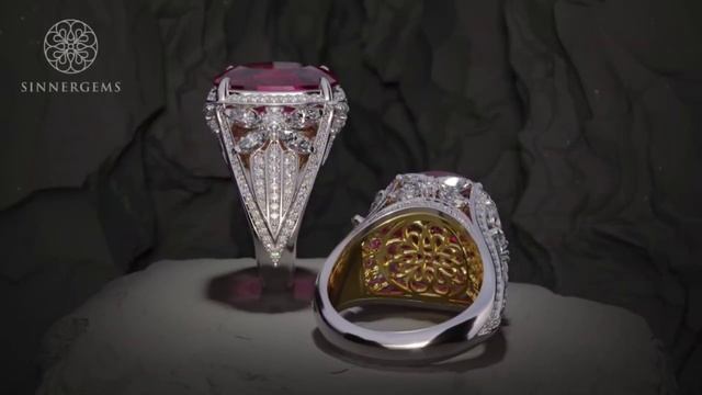 Кольцо с гранатом и черными бриллиантами. Варианты цветовых сочетаний. смотреть онлайн