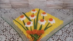 Салат НАРЦИСС рецепт. Праздничный салат с курицей и сыром. Салат на праздничный стол