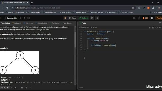 Leetcode 124. Binary Tree Maximum Path Sum [ JAVASCRIPT ]. смотреть онлайн