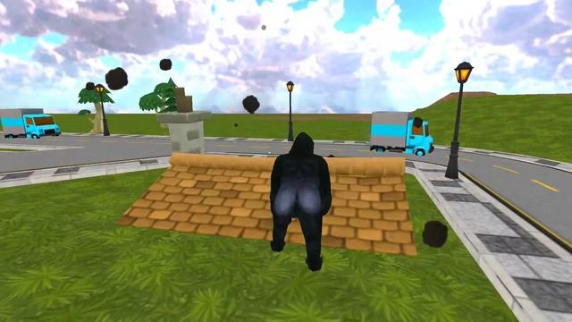 Gorilla vs Dinossauro destruindo cidade - jogo do Gorilla Gigante