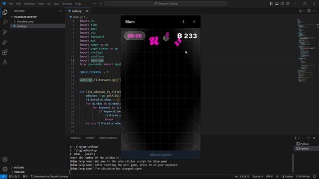 New Blum Drop Game Auto Clicker with Python