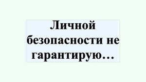 Личной безопасности не гарантирую…