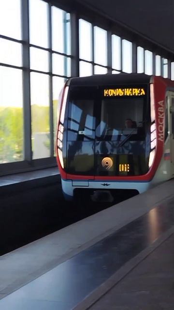 Метропоезд Москва прибывает на станцию Воробьевы горы