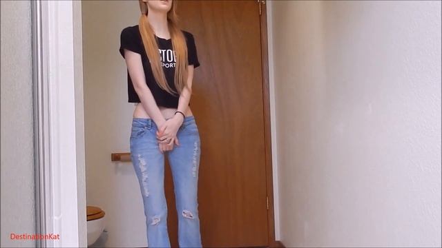 Girl pees in her jeans