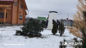 Установка и монтаж септика ТОПАС 6 Лонг зимой