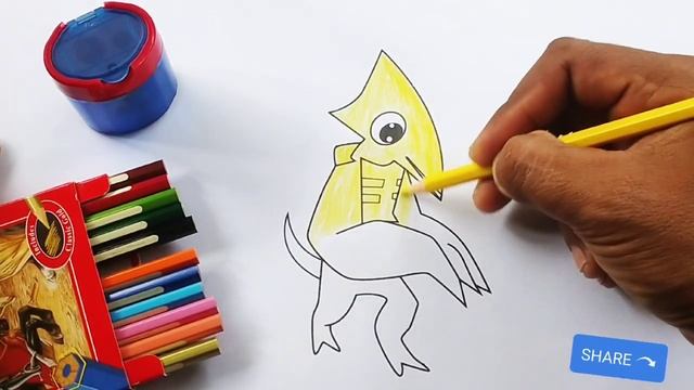 Yellow Rainbow Friends Coloring Pages | Coloring for kids step by step