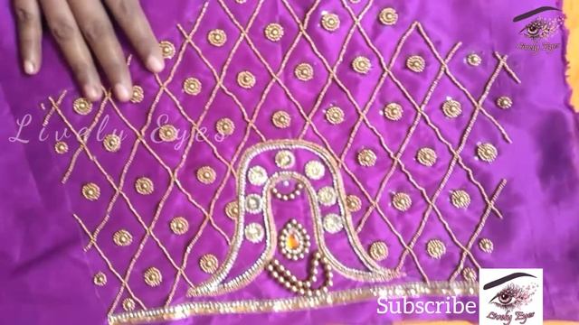 Simple aariwork designs | beginners can do | lotus, stem, and peacock design | one stitch design