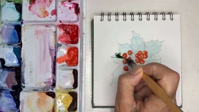 Holly  Berries Card watercolour project