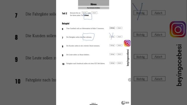 Goethe-Zertifikat A1: Start Deutsch 1 Hören kısmı geçme taktikleri /2