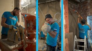 Штукатурка стен механизированным способом. МТ Строй загородное строительство