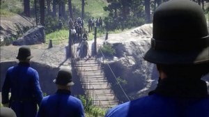 Битва NPC на мосту - Red Dead Redemption 2 - Битва NPC - Перестрелка ИИ