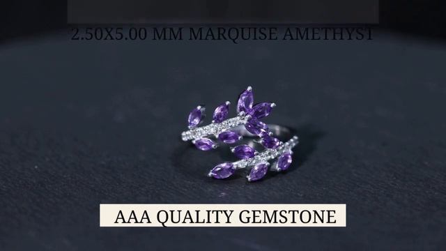 Amethyst and Diamond Wrap Leaf Ring