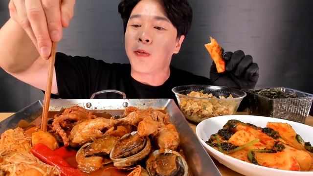 ASMR MUKBANG & COOKING RECIPE | BRAISED SPICY SEAFOOD + CHICKEN LEGS EATING SHOW 닭볶음탕 먹방