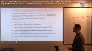 03/16/2017 Customs Broker License Preparation Exam Class Overview