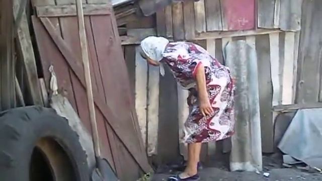 Бабушка издевается над курицей