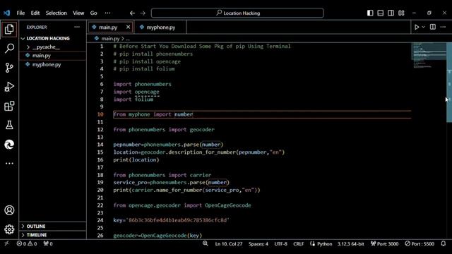 Python Project | Track Phone Number Location  Using Python - Google Map смотреть онлайн