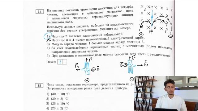 На рисунке показаны траектории движения для четырёх частиц, влетающих в однородное - №21097