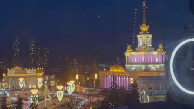 Вечерняя прогулка на Воздушном трамвае ВДНХ. Февраль 2025.