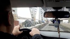 Едим по новой полосе старого борского моста