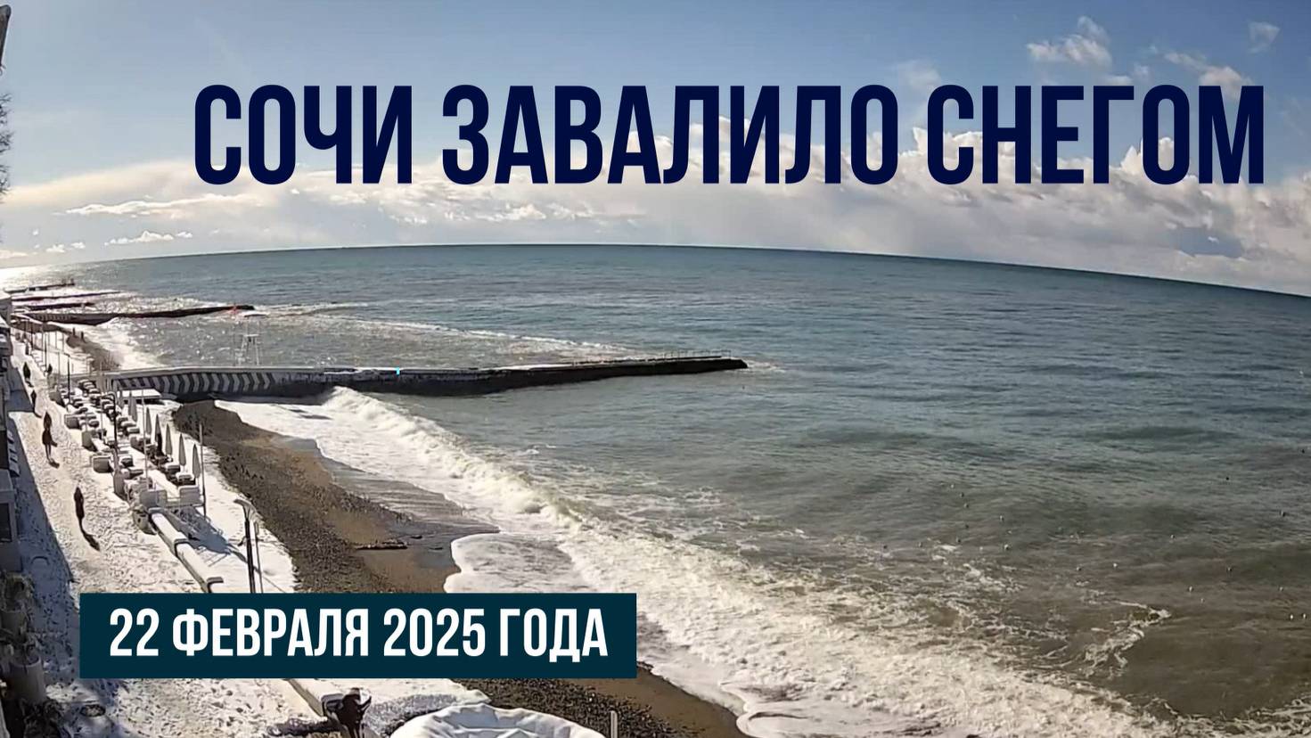 Сочи завалило снегом, 22 февраля 2025 года, пляжи и пальмы в снегу