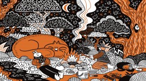 Рисую сценку с пикника — уют, тепло и котик | Процесс рисования! Таймлапс